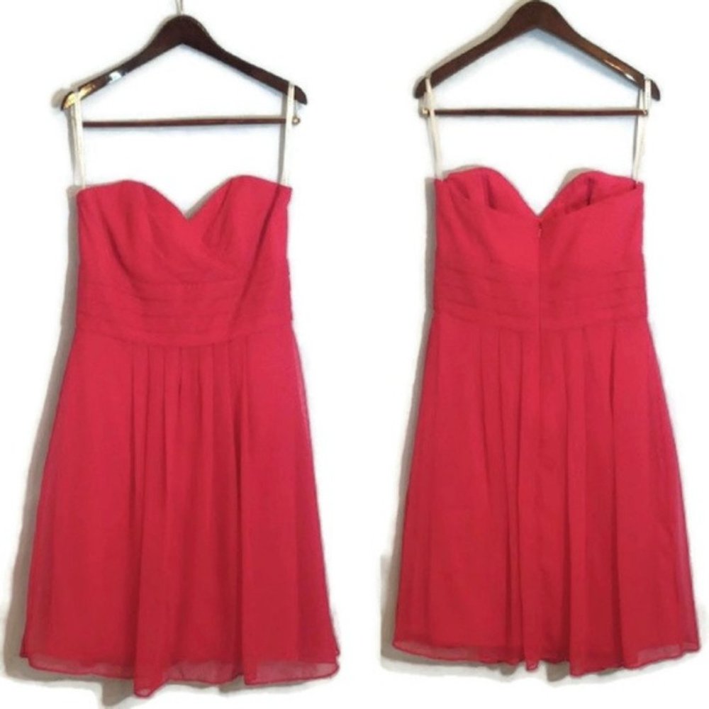 After Six Pink Chiffon Strapless Cocktail Dress